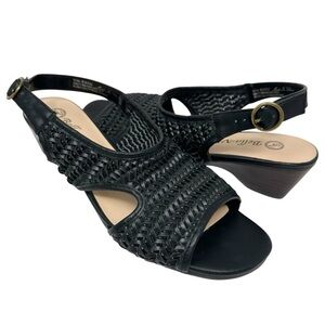 Bella Vita Justine II Woven Black Slingback Sandals Womens 8 WW X-Wide